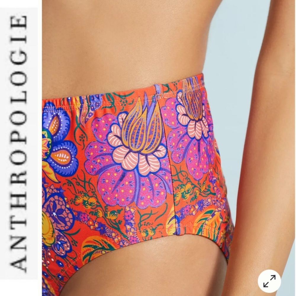NWT Anthropologie Printed High Waist Bikini Bottoms m